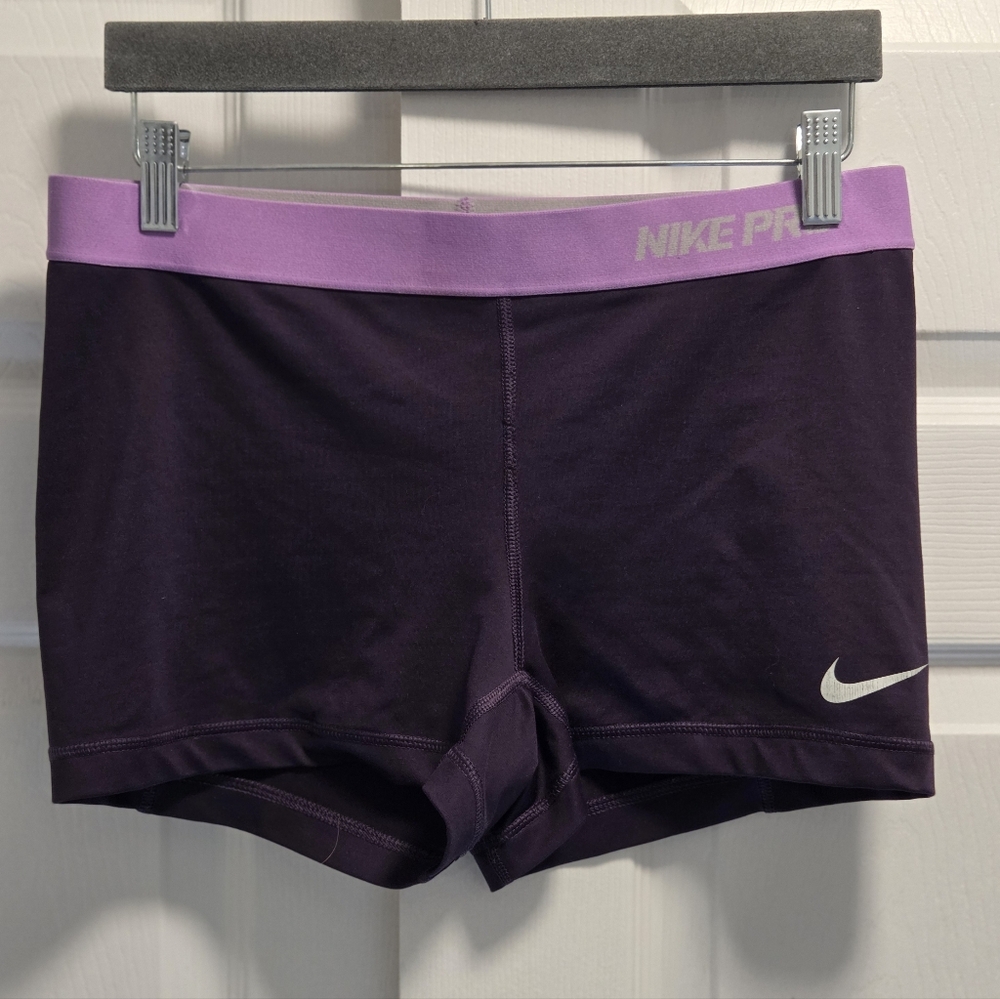 Nike Purple Athletic Shorts with Pink Waistband